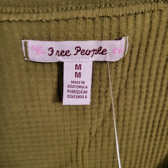 NWT Free People Santa Clara Thermal Long Sleeve Sweater Ferngully Size M-Olive - Picture 9 of 12